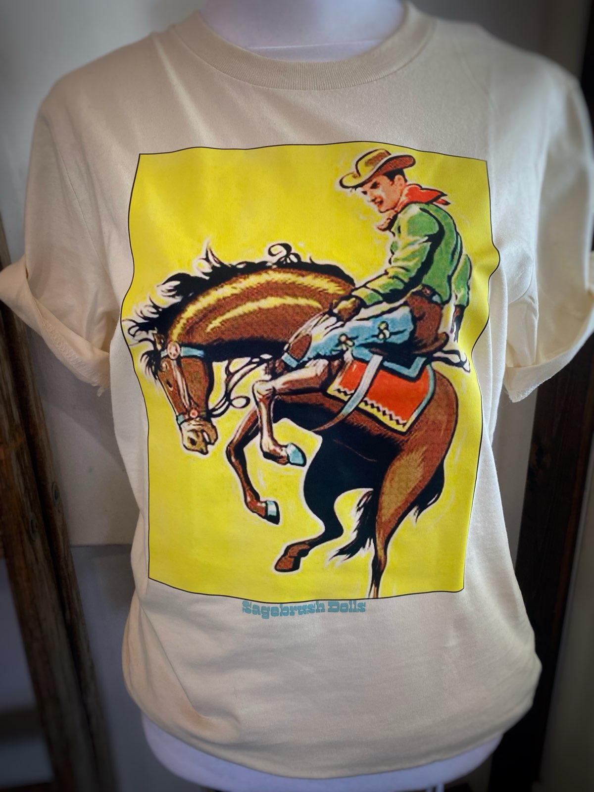 Plus Size Cowboy Sequins Flocking Sleeve Tee