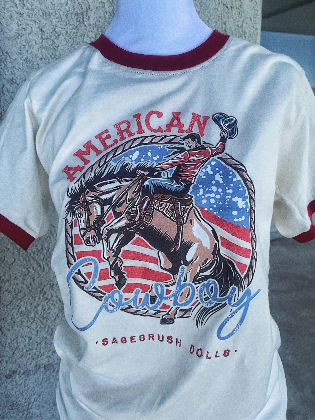 American Cowboy Ringer Adult Tee