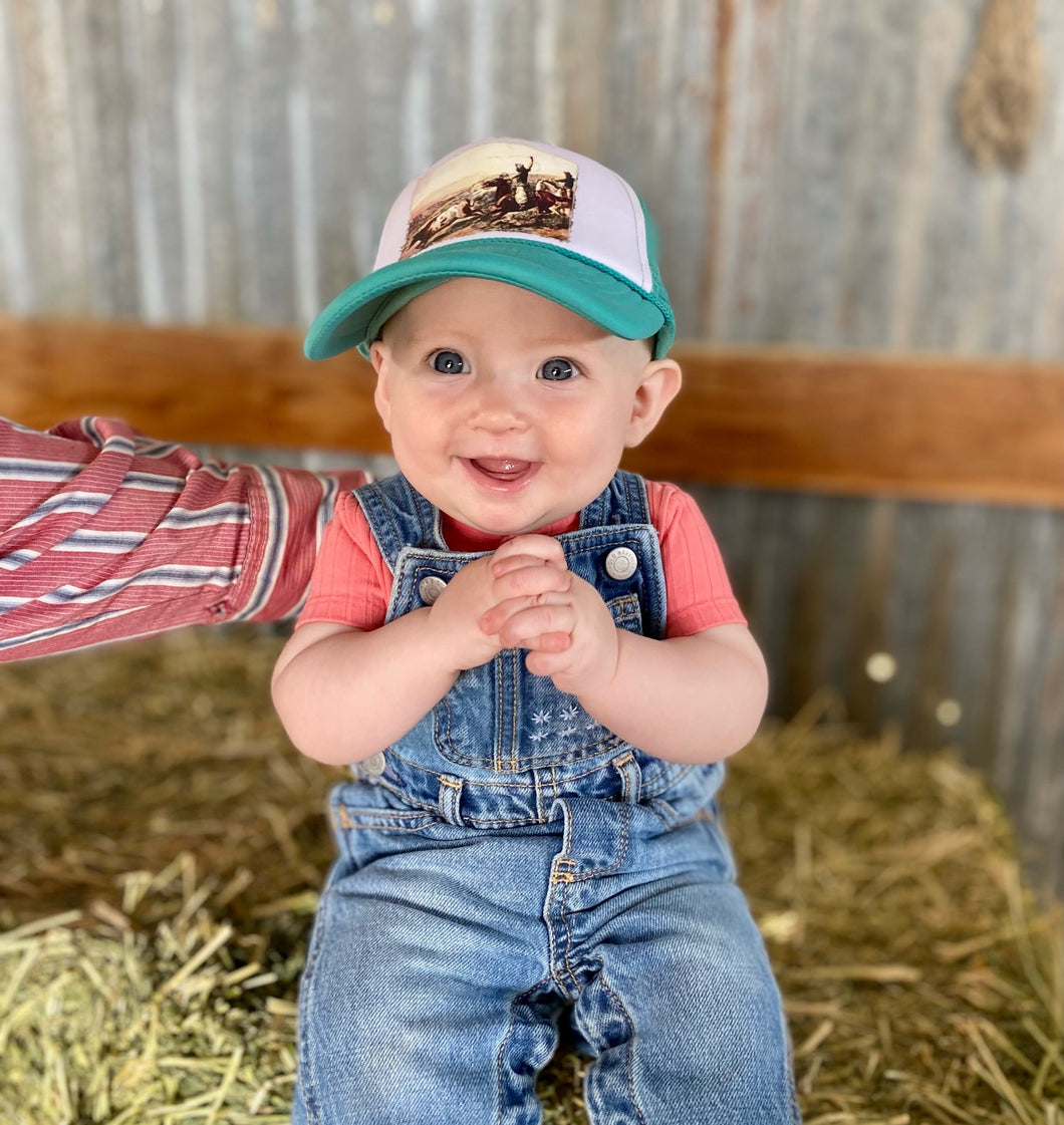 Turquoise and White Baby & Youth Ball Cap