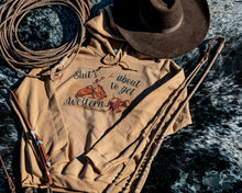 Load image into Gallery viewer, Shits About To Get Western Hoodie
